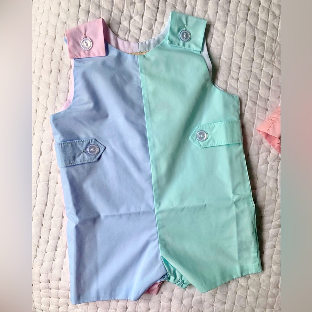 NWT Beaufort Bonnet Company Pastel Colorblock John John, size 18-24m